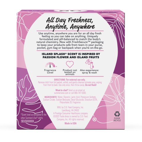 Vaginal Wipes - Summer's Eve® Island Splash® Daily Refreshing